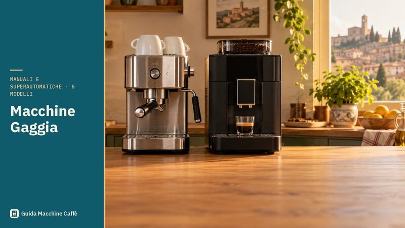 Illustrazione di una macchina espresso manuale e di una superautomatica per la guida alle macchine Gaggia